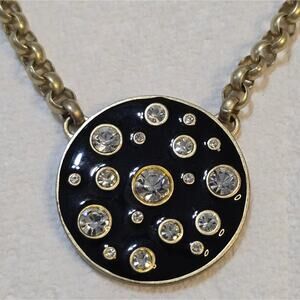 Lia Sophia x Kiam Family Black Enamel and Crystal‎ Gold Tone Necklace